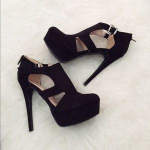 Suede booties heels