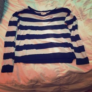Hollister navy blue striped sweater