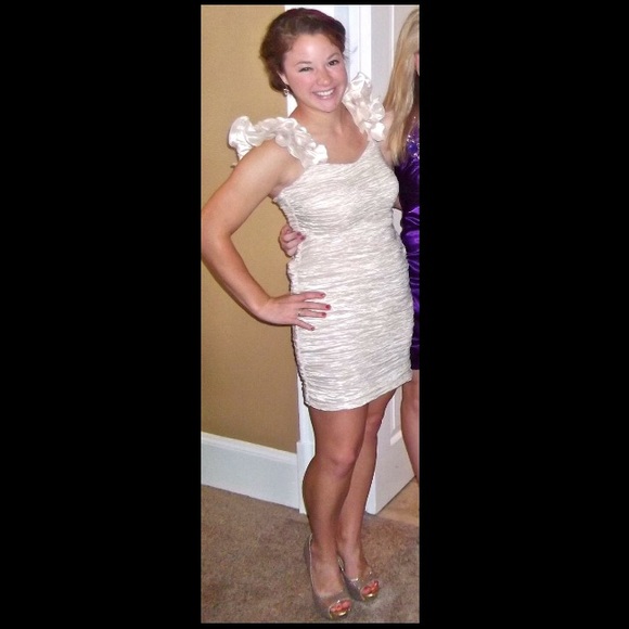 Champagne Ruffle Dress - Picture 2 of 3