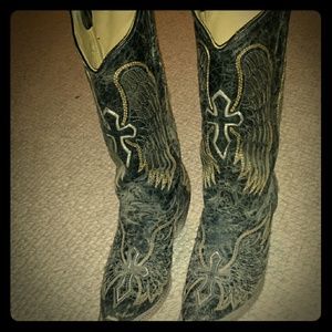 Tall dark brown boots