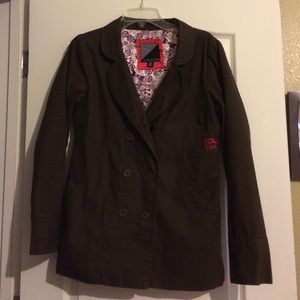 Brown Volcom Coat with Pink Accents