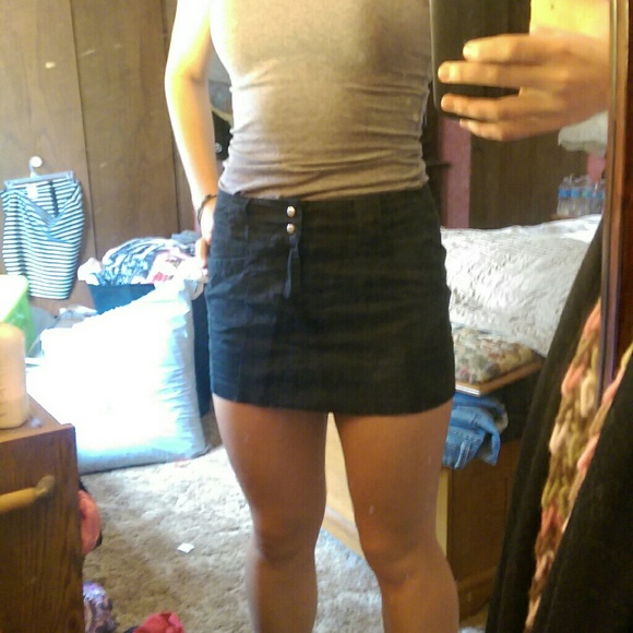 Black denim miniskirt