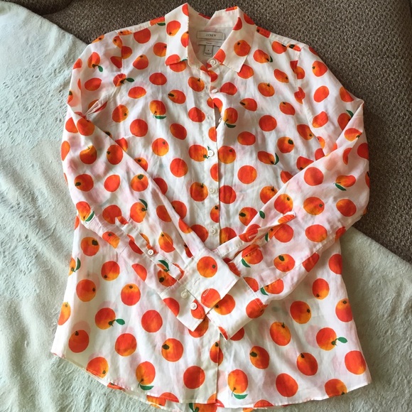 jcrew lightweight perfect shirt in peach print