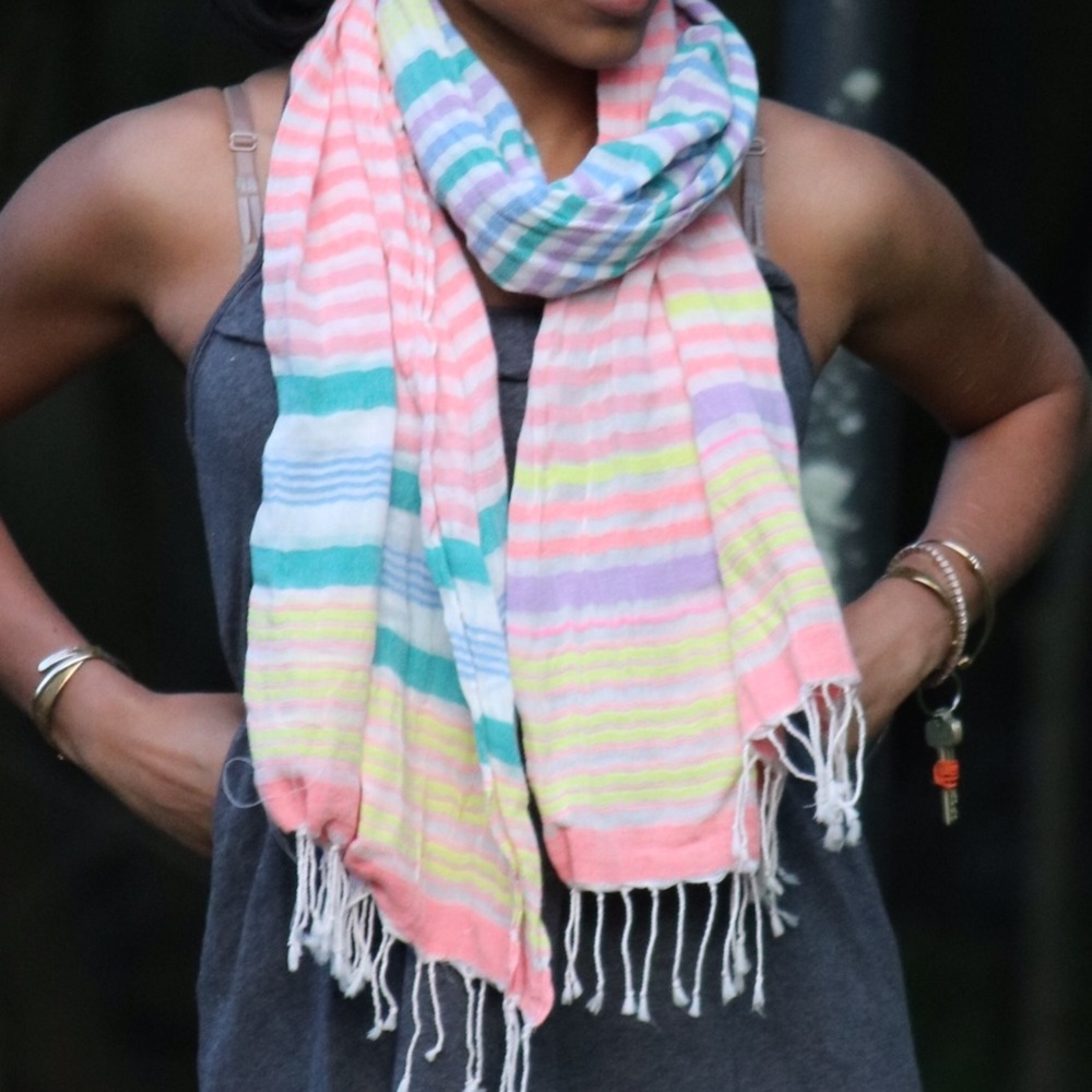 Pastel Candy Colored Striped Scarf