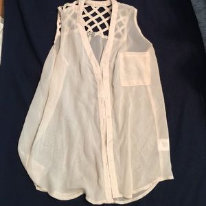 Lace cut off see through shirt