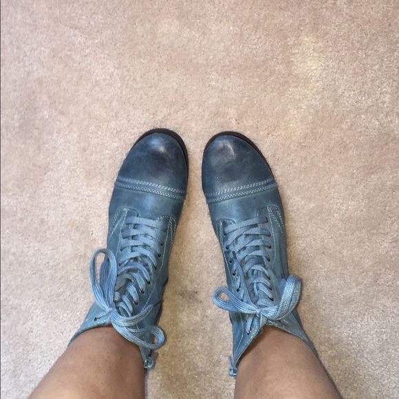 Blue combat boots