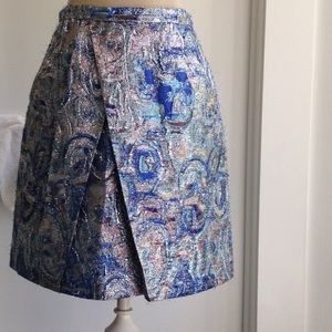 JCrew Metallic blue and grey skirt with pockets
