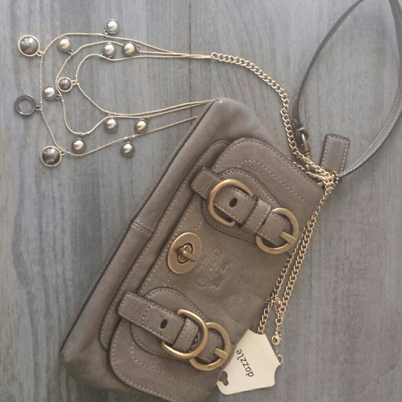 Grey and gold long necklace