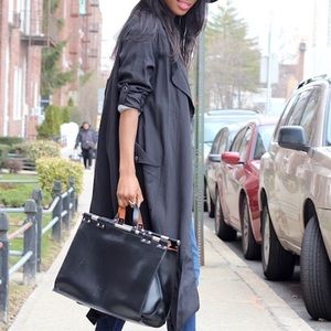 Black Waterfall Trench Coat