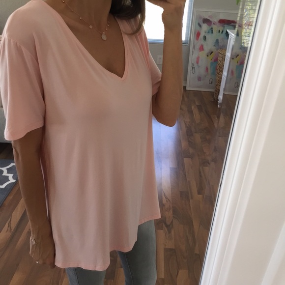 Sold • Pink V-Neck Loose Tee - Picture 2 of 4