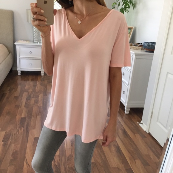 Sold • Pink V-Neck Loose Tee - Picture 3 of 4