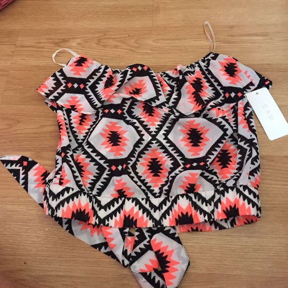 Strapless top.. Aztec pattern, pink, black, white