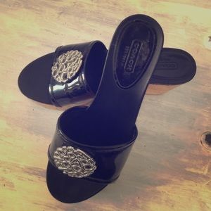 Coach black wedge cork sandals