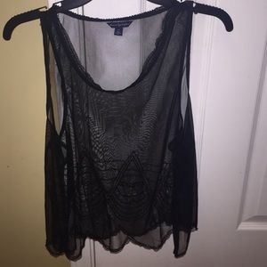 Sheer black beaded tank