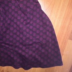 Burgundy/blue/black printed skirt