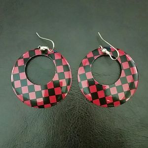 Black and Red checker earings