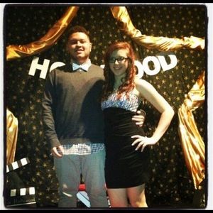 Tight black dress with sequin top