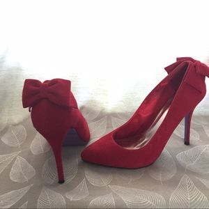 Red velvet heels