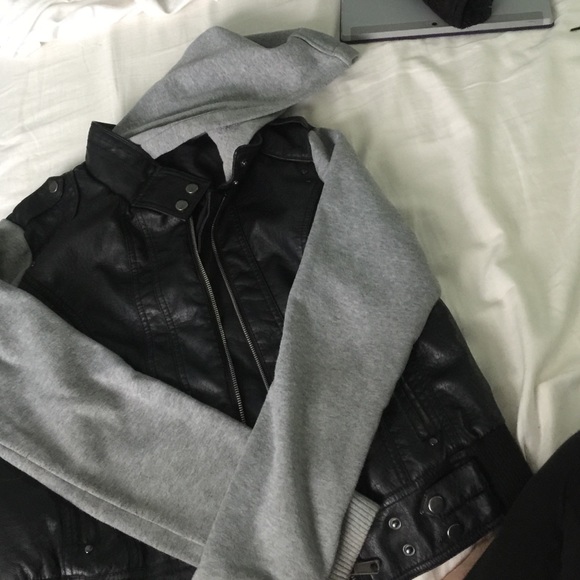Faux Leather & Grey Jacket