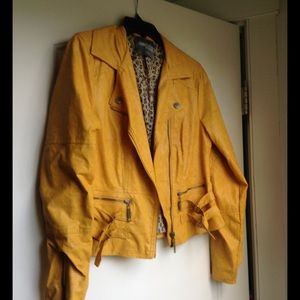 Mustard CR biker leather jacket
