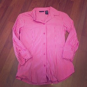 Women's fitted pink and white stripe blouse - S
