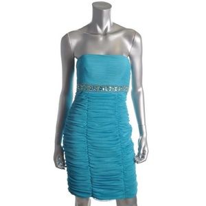 Turquoise beaded dress by StudioSW, size 4.