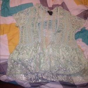 Mint green lace shirt