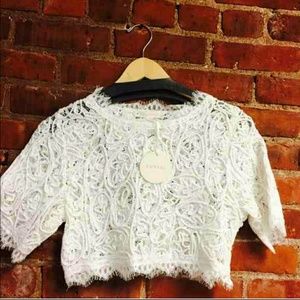 White Lace Crop Unique top!