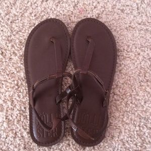 hollister dark brown sandals