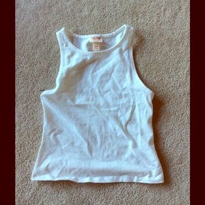 White High-Collared Crop Top