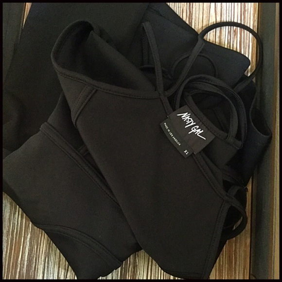 NASTY GAL BLACK STRAPPY A-LINE SKATER DRESS - Picture 3 of 6