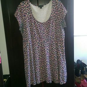 Floral print skater mini dress (plus size)