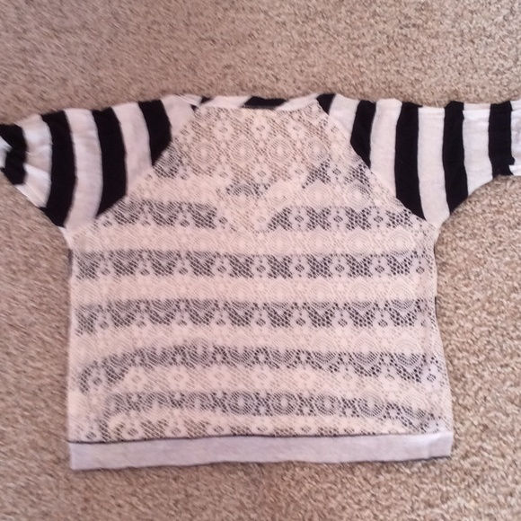 dark blue stripped lace back shirt - Picture 2 of 2