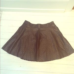 Ella Moss Black Laser Cut Leather Skirt