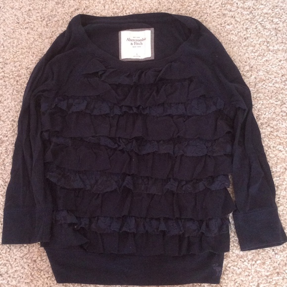 abercrombie and fitch dark blue ruffled lace shirt - Picture 1 of 1