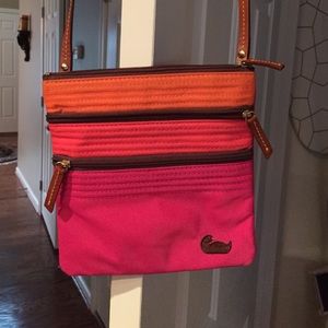 Dooney & Bourke tricolor nylon triple zip