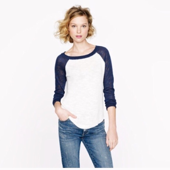 JCREW navy white baseball sweater