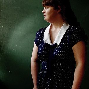 Navy Blue Polka Dot schoolgirl dress