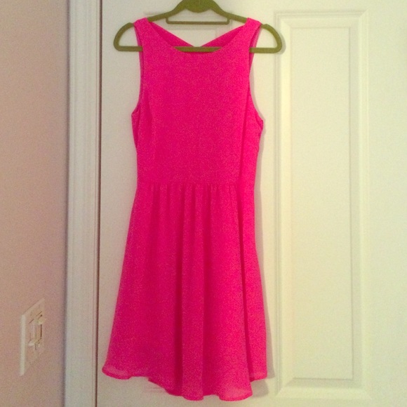 Bright pink flowy dress with beautiful back!