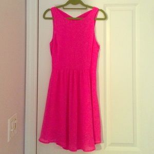 Bright pink flowy dress with beautiful back!