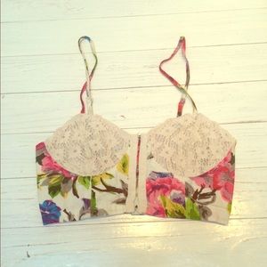 Urban Outfitters Floral and Crochet Bralette