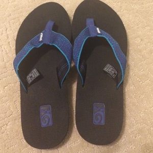 Blue Teva flip flops