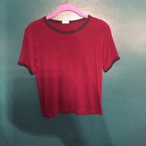 red and navy shirt