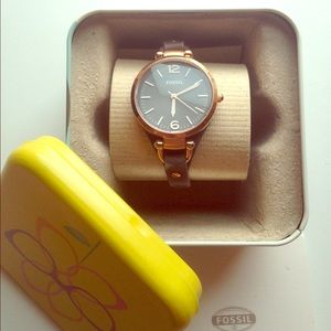 Georgia 3 hand leather watch - smoke & rose.