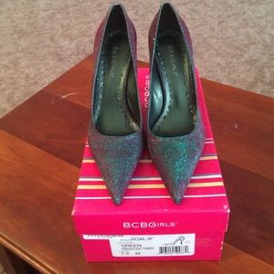 Brand New! BCBGirls Green Irridescent Heels