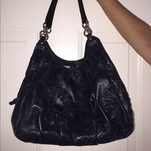 Coach black leather medium size hobo bag