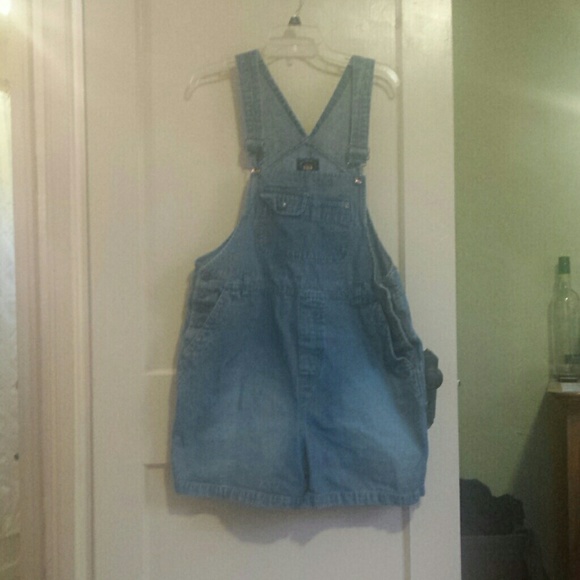 Vintage denim overall shorts