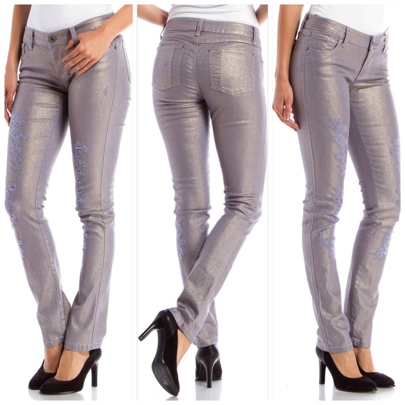 🌸Alice + Olivia Lavender Gold Metallic Jeans