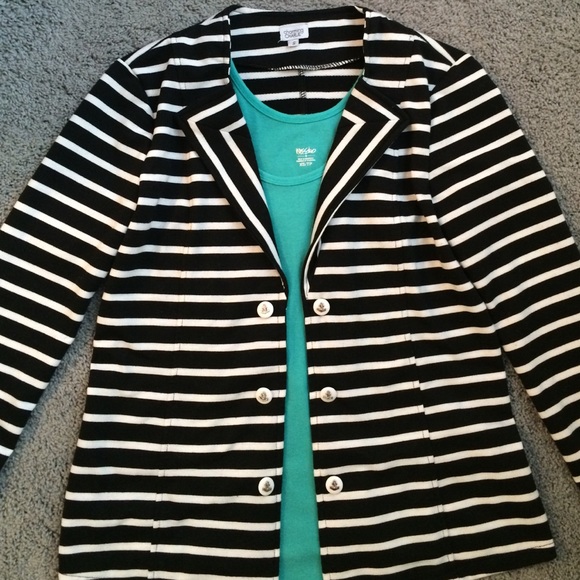 Nautical black and white stripe blazer