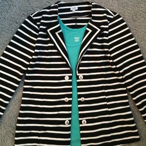 Nautical black and white stripe blazer